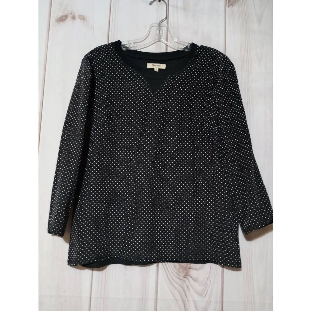 Madewell Shirt Ladies Small Black Silk Heart Long Sleeve
